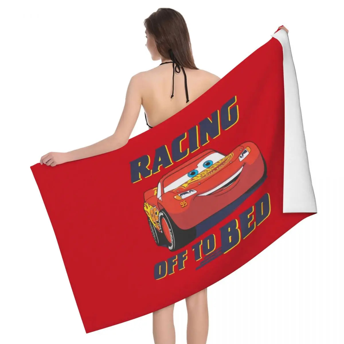 Serviette de Plage Cars Racing Off The Bed
