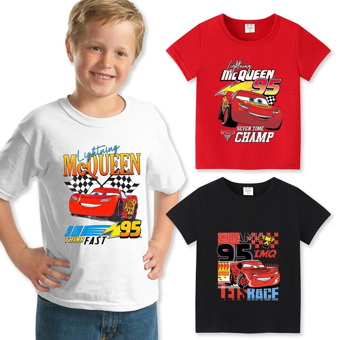 T-Shirt Cars Enfant - Lightning McQueen (3 coloris)